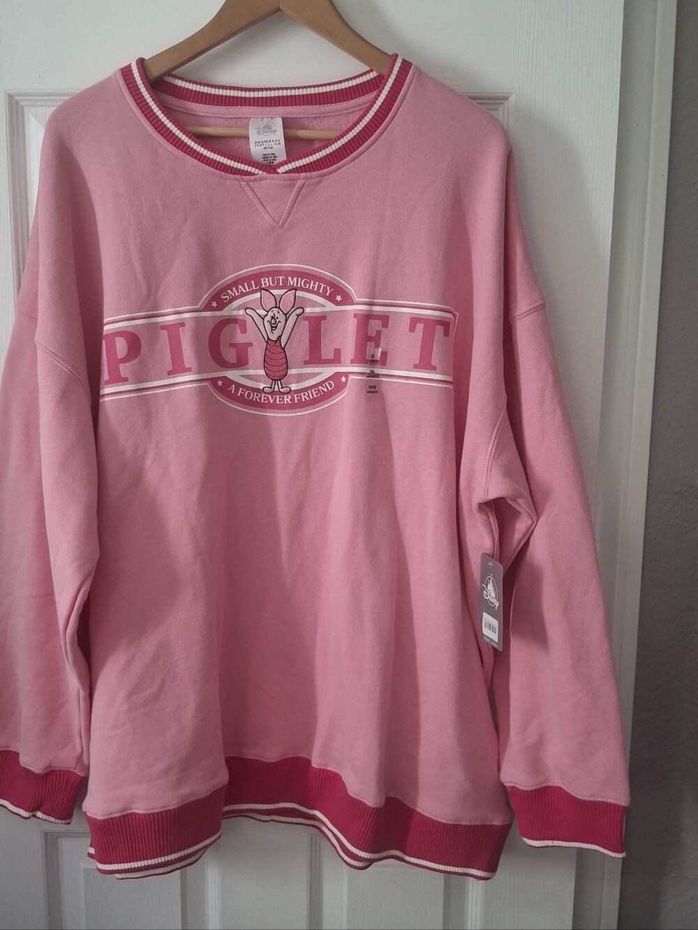 Disney Store Piglet Sweatshirt  Adult sz XL NWT Pink Pullover Small But Mighty